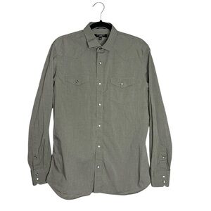 Banana Republic Long Sleeve Western Slim Fit Snap Button Up Shirt, size M